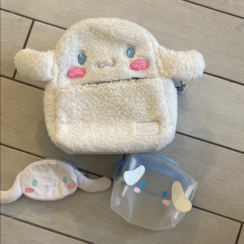 Loungefly Cream and Pink Cinnamoroll Backpack Set